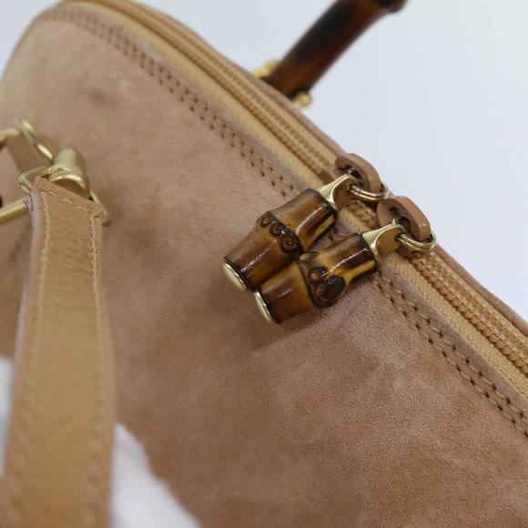 GUCCI Bamboo Hand Bag Suede 2way Brown Auth 71164 - Picture 10 of 16
